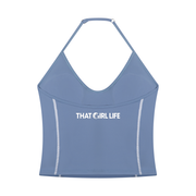 Ocean Blue Active Halter Top | That Girl Life., alternate view 1