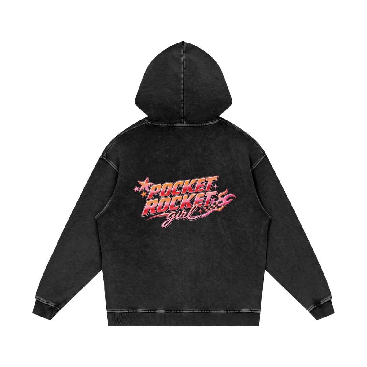 Pocket Rocket Girl Oversized Snow Wash Hoodie