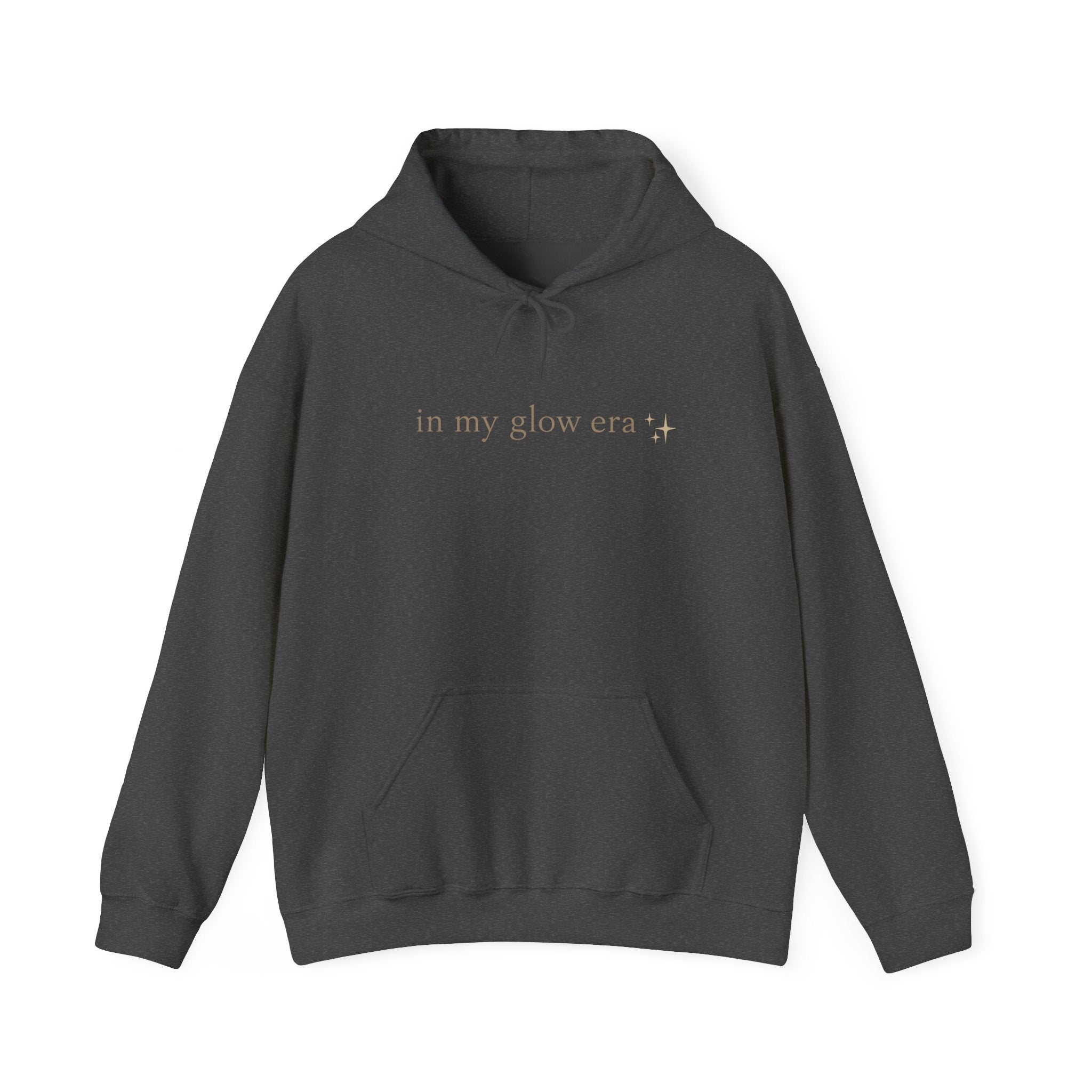 She's Becoming Her Hoodie — Inspirational White Pullover with "in my glow era" Text