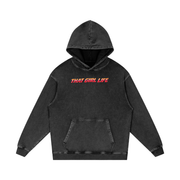 Pocket Rocket Girl Oversized Snow Wash Hoodie, Black Beauty