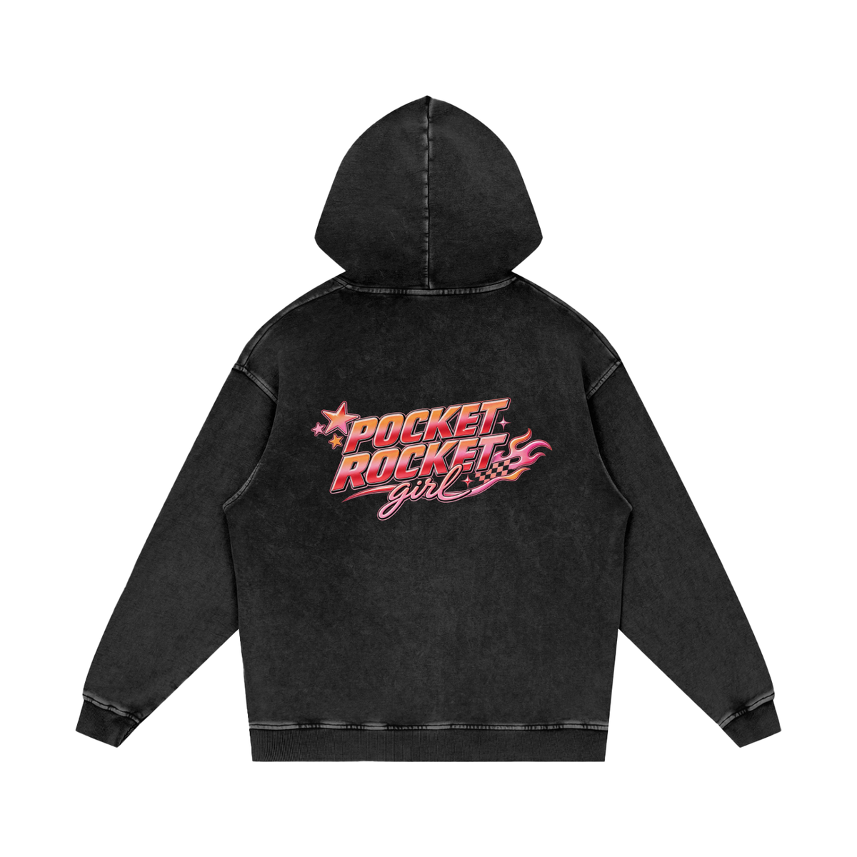 Pocket Rocket Girl Oversized Snow Wash Hoodie