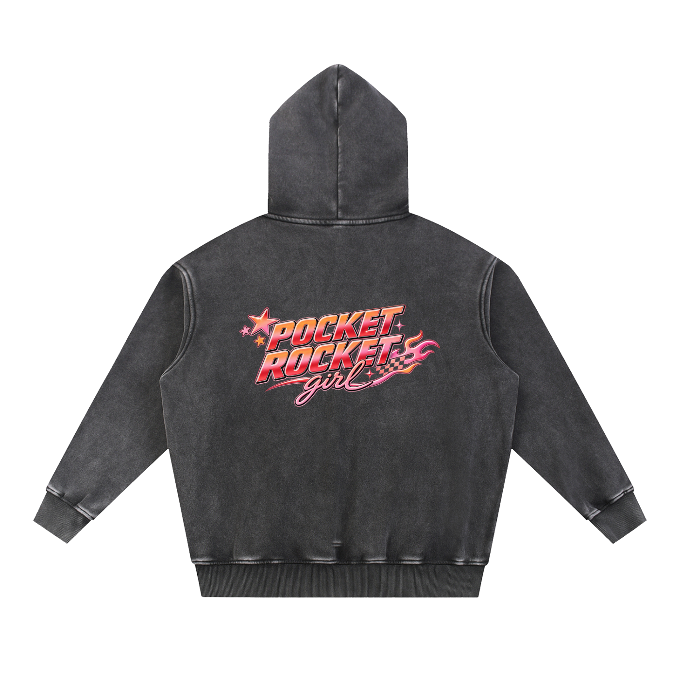 Pocket Rocket Girl Oversized Snow Wash Hoodie, alternate view 1