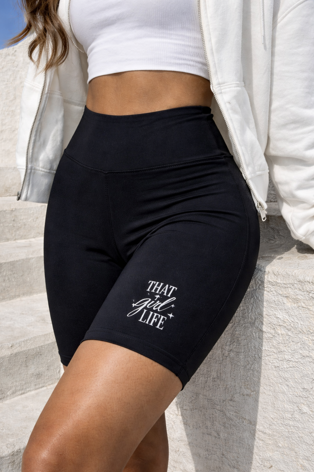 That Girl Life Women's Workout Shorts — High-Waist Active Biker Shorts