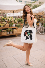 Travel Girl Adjustable Tote Bag –  Passport, Plane & Globe Design