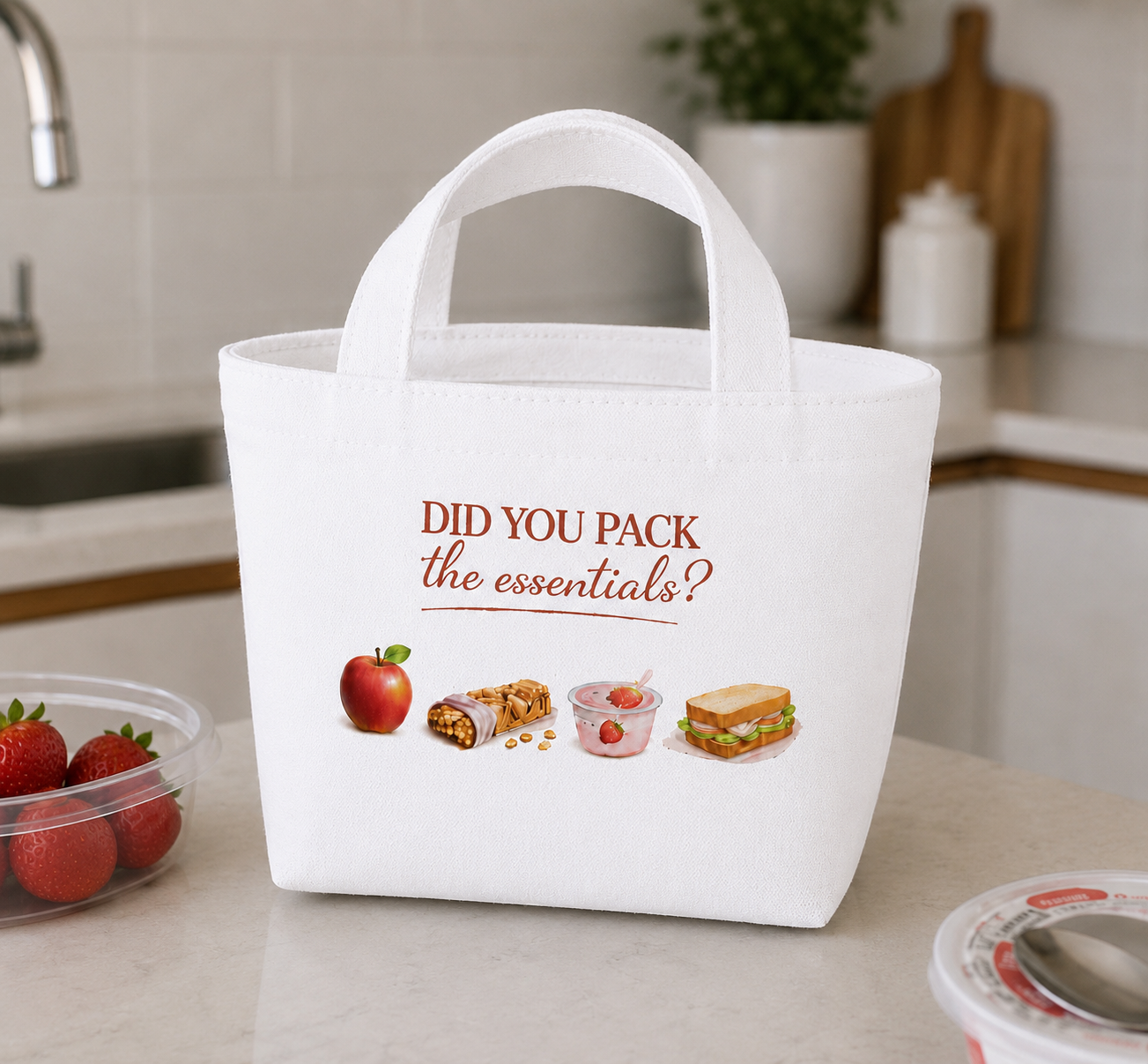 That Girl Essentials Lunch Bag Aesthetic Daily Reminder Tote 🍎