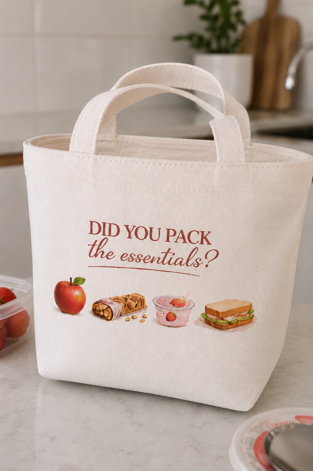 That Girl Essentials Lunch Bag Aesthetic Daily Reminder Tote 🍎