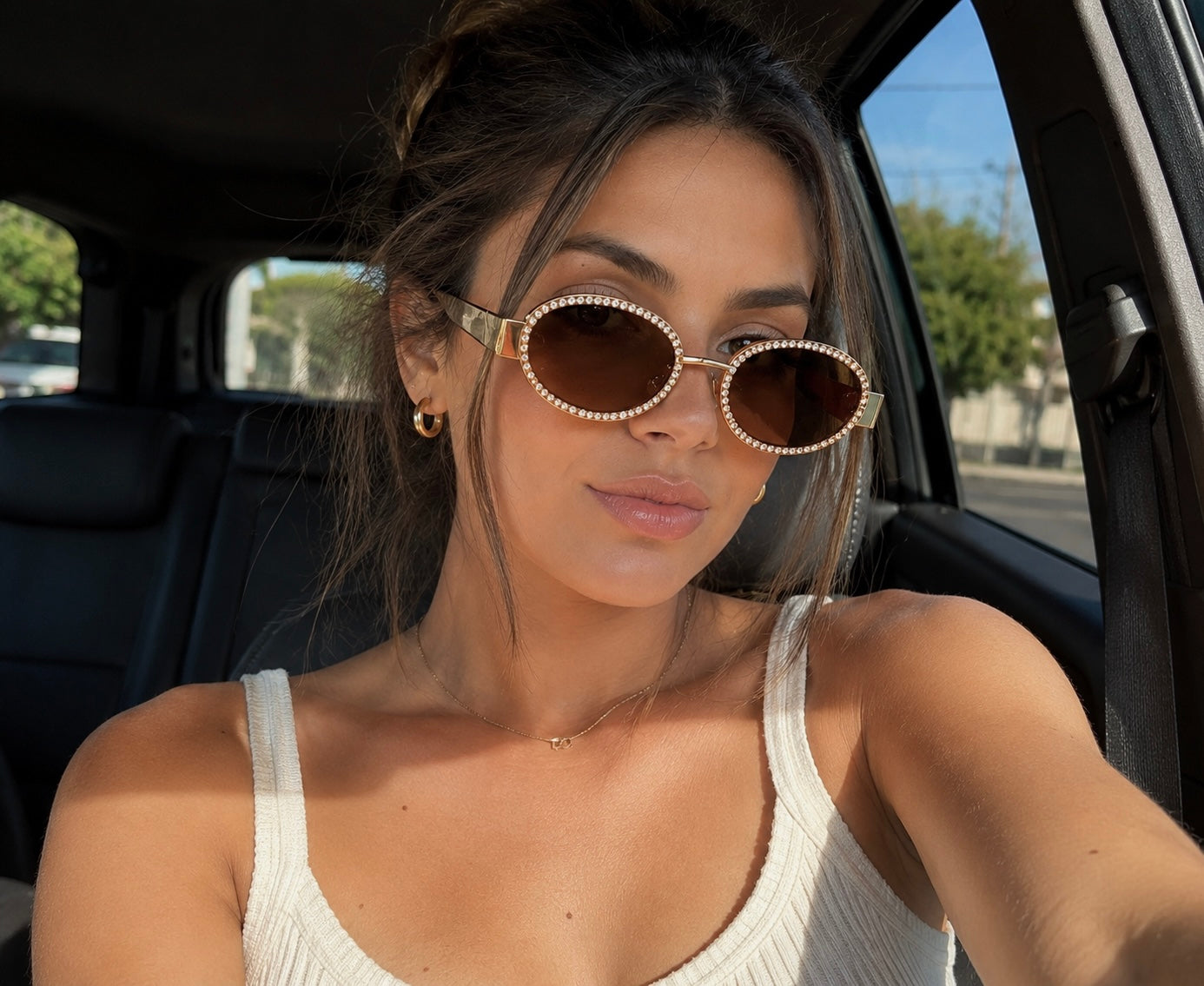Diamond Glow Rhinestone Sunglasses