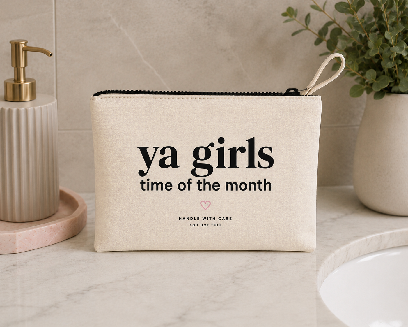Ya Girls Time of the Month Canvas Wristlet Pouch