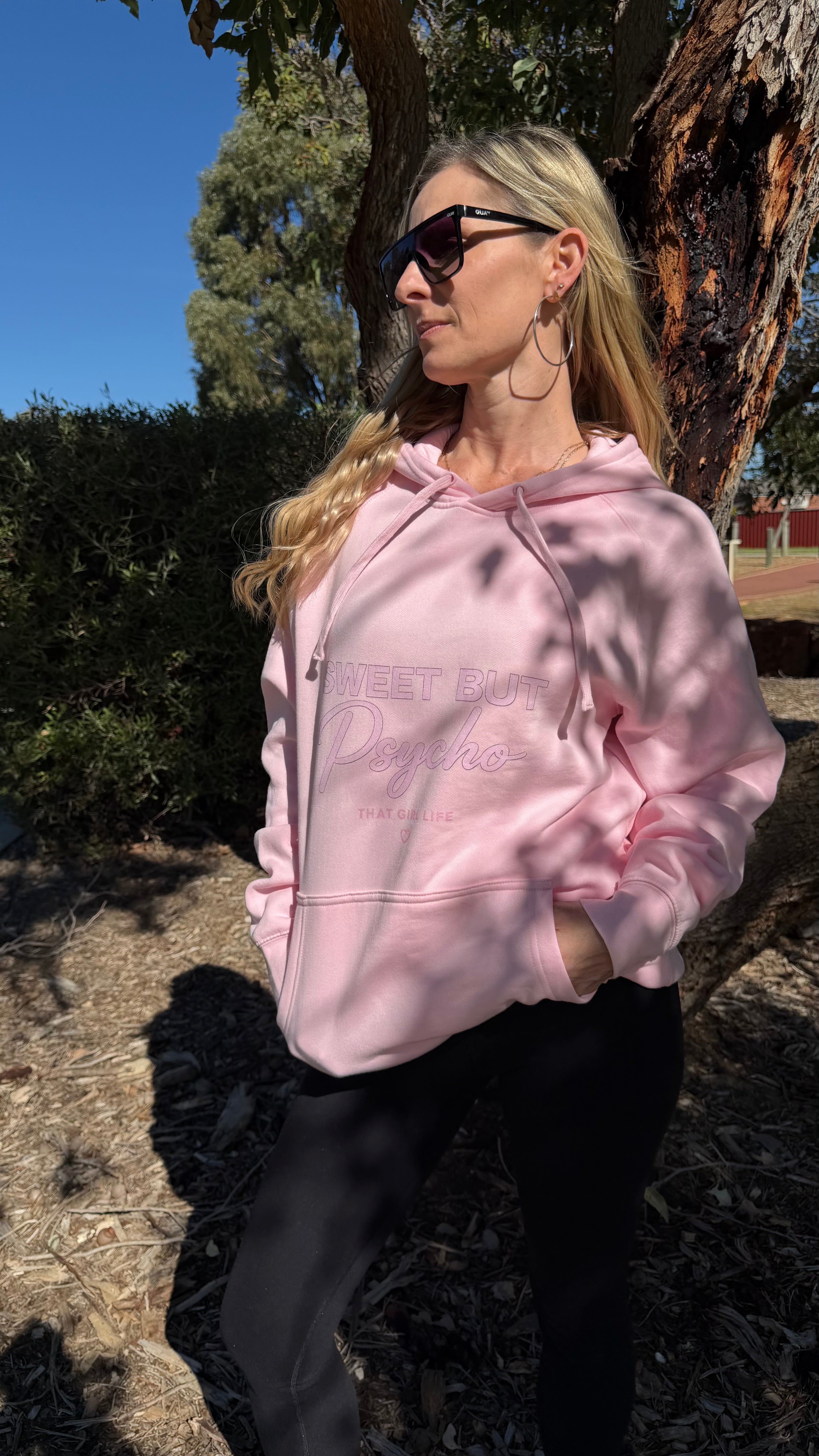 Sweet But Psycho Hoodie —  Graphic Pink