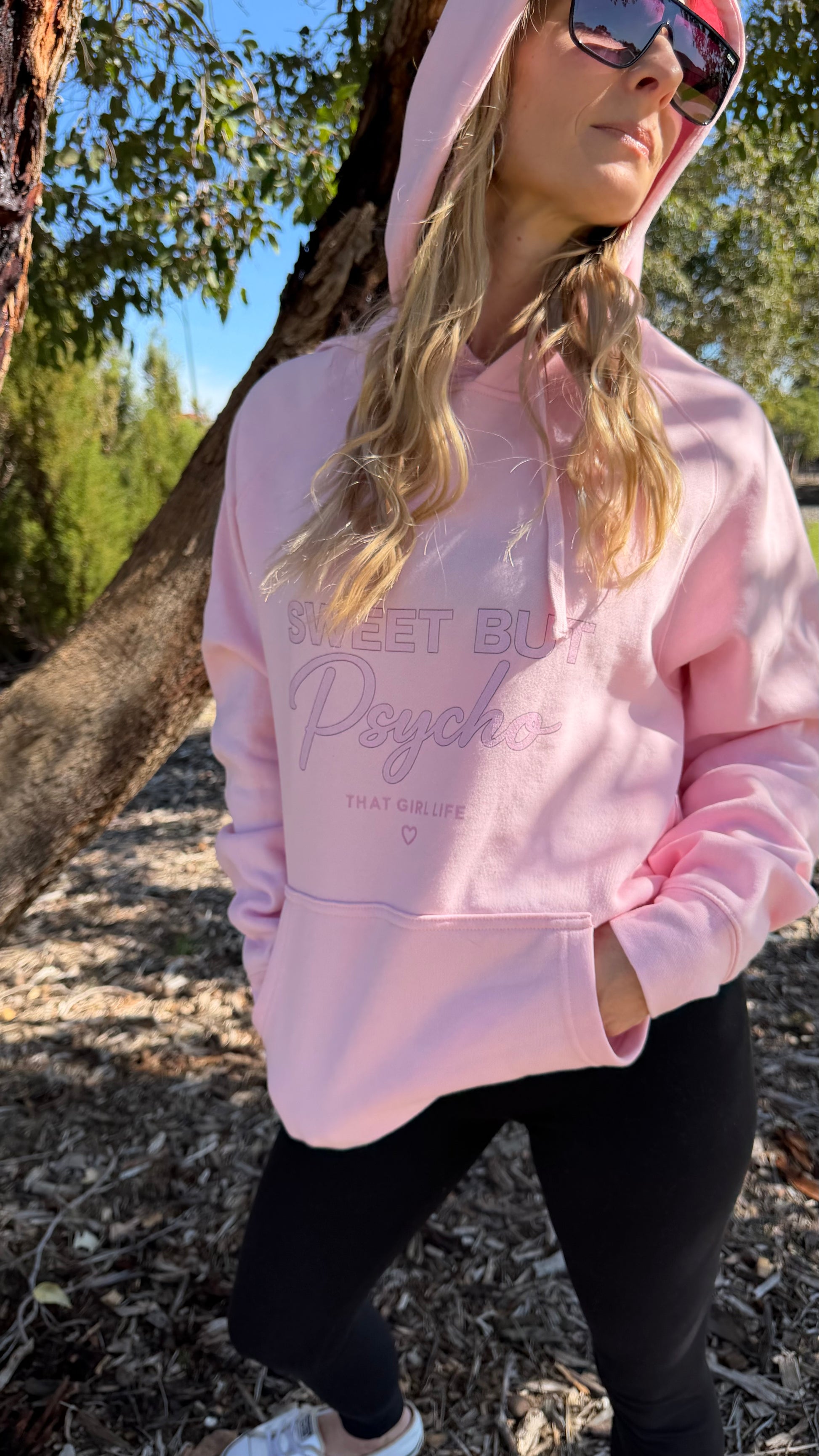 Sweet But Psycho Hoodie —  Graphic Pink