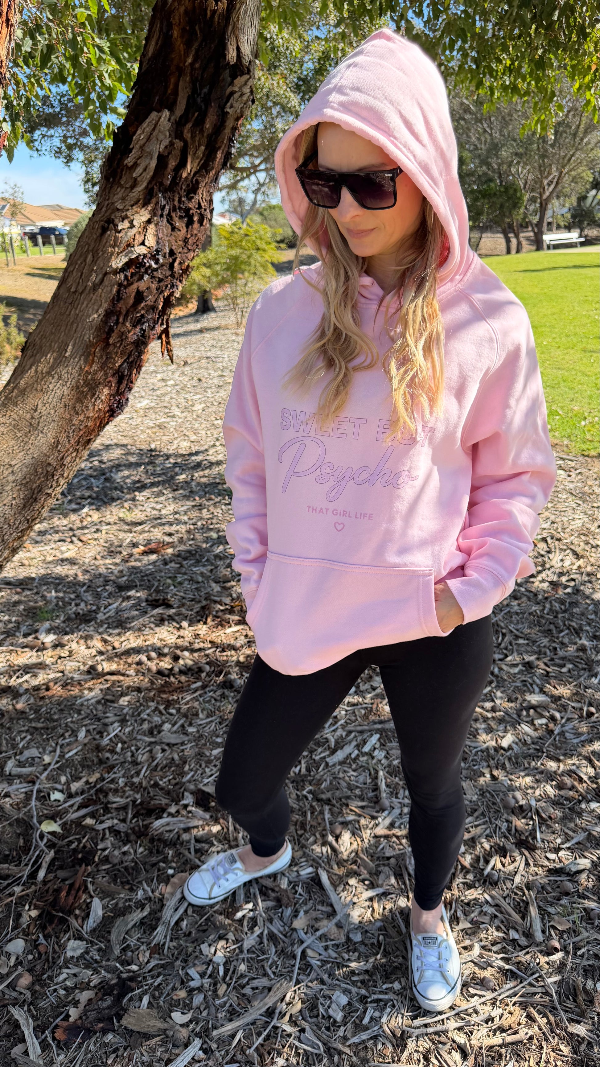 Sweet But Psycho Hoodie —  Graphic Pink