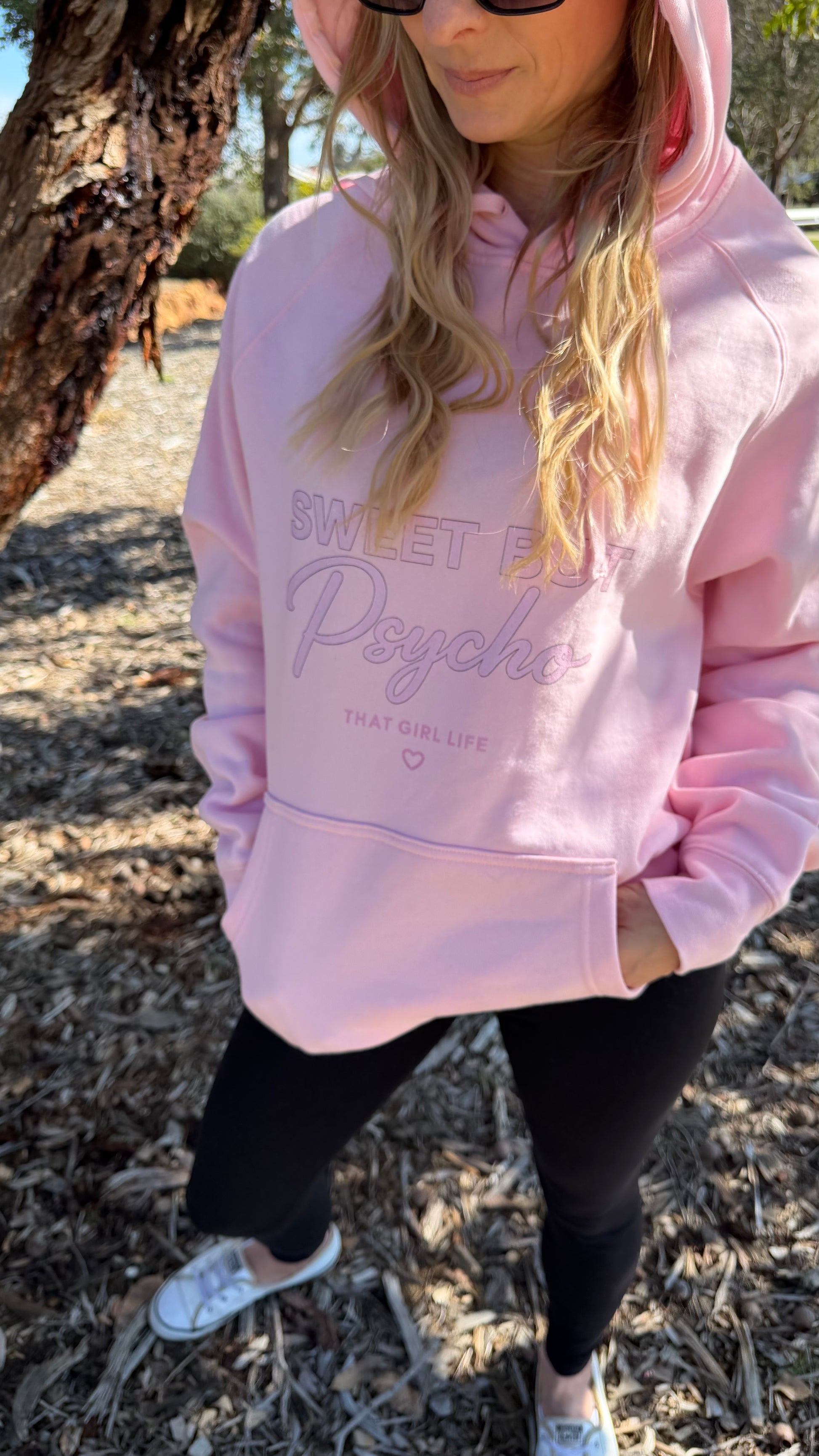 Sweet But Psycho Hoodie —  Graphic Pink