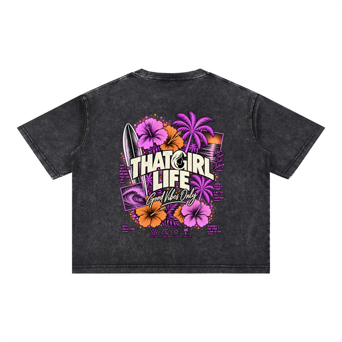 THAT GIRL LIFE Good Vibes Surf Tee – Black
